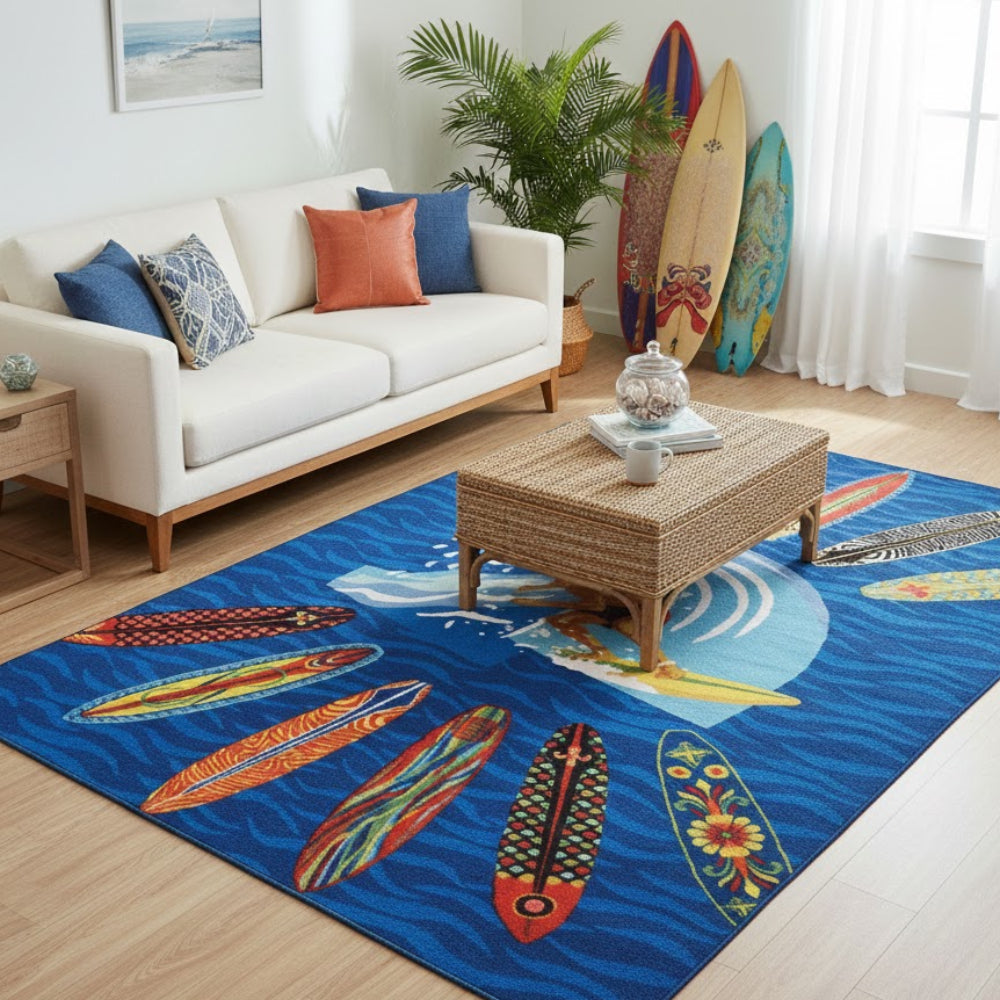 L.A Rugs 3' 3" x 4' 10" Surfer Dude Rectangular Area Rug - Blue