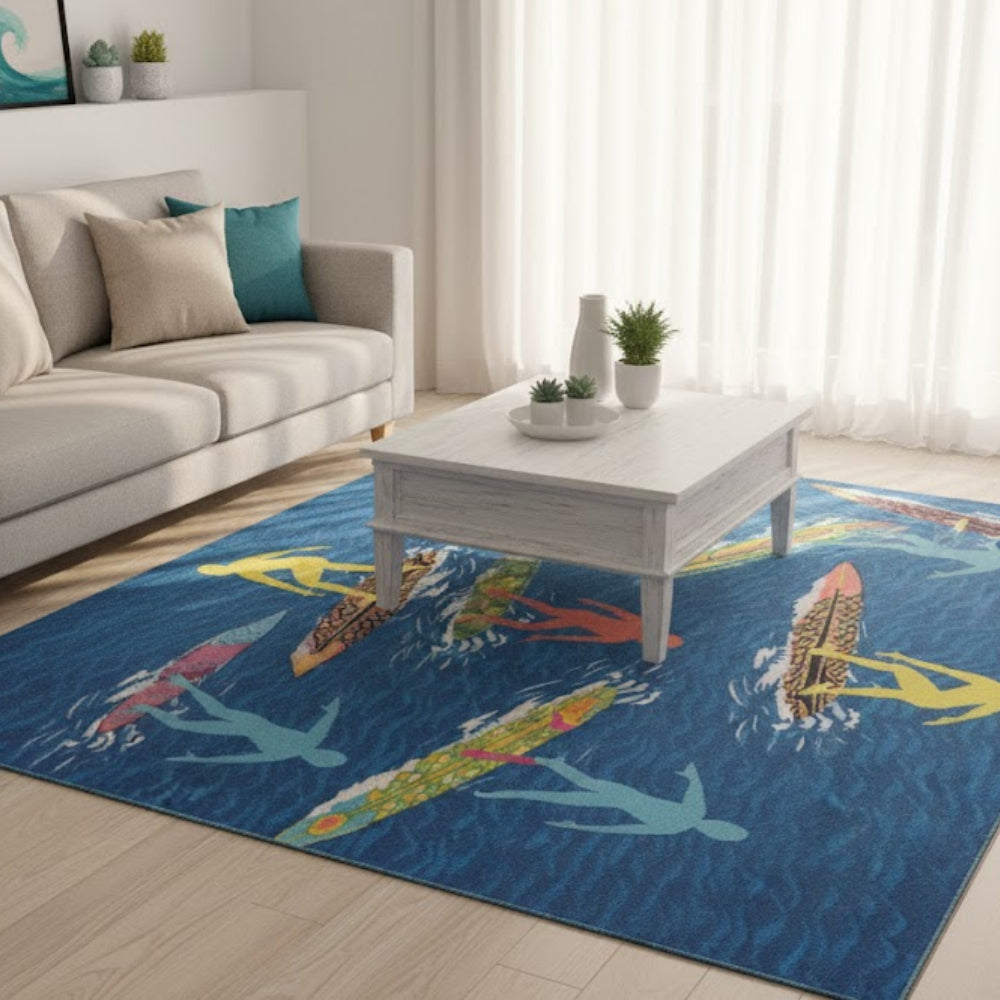 L.A Rugs 3' 3" x 4' 10" Surfer Dude Rectangular Area Rug - Blue