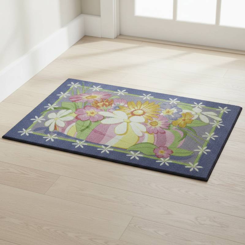 L.A Rugs 3' 3" x 4' 10" Supreme Wild Flowers Rectangular Area Rug - Blue