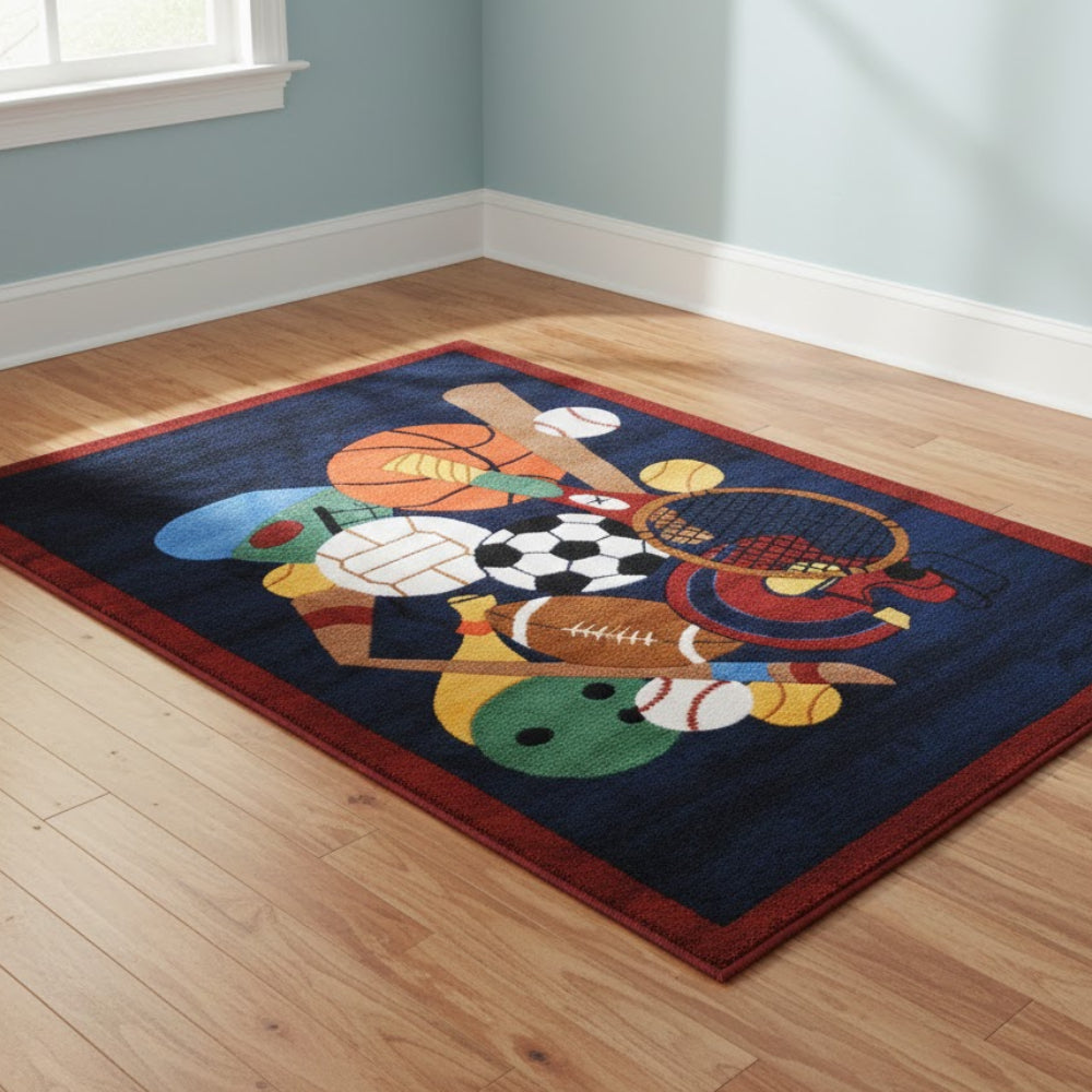 L.A Rugs Olive Kids Sports America Rectangular Area Rug