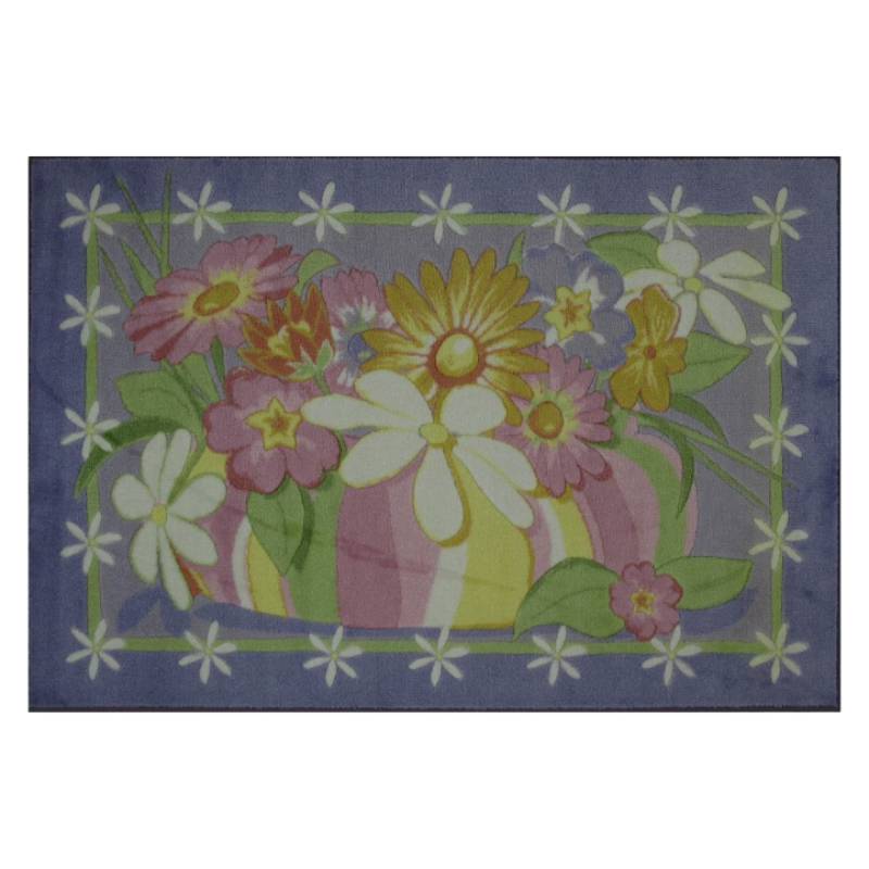 L.A Rugs 3' 3" x 4' 10" Supreme Wild Flowers Rectangular Area Rug - Blue