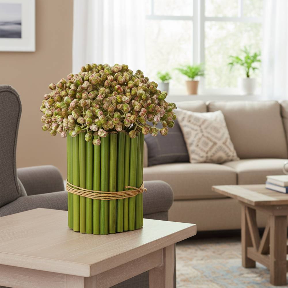 Allstate Floral 8" Artificial Berry Arrangement with Tube Planter - Green