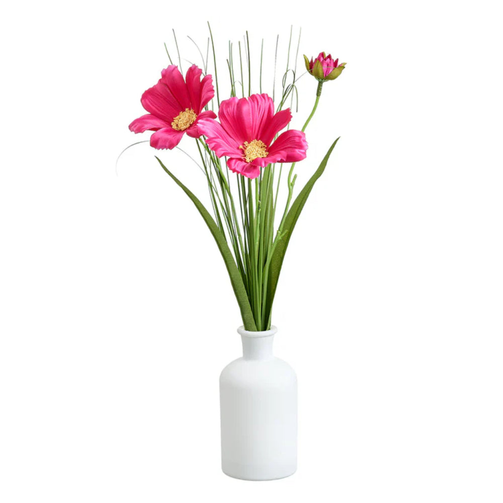 Allstate Floral 14" Cosmos Silk Flower Arrangement With Glass Vase - Pink / Green