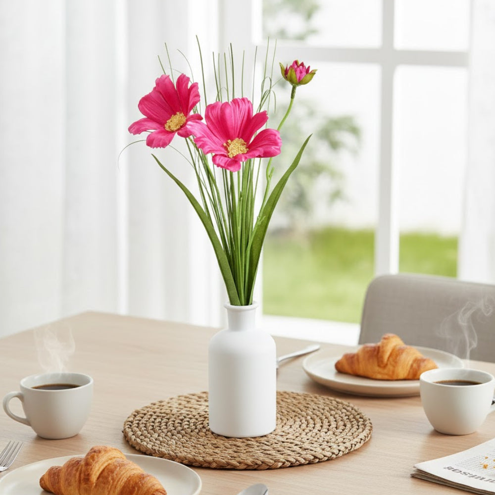 Allstate Floral 14" Cosmos Silk Flower Arrangement With Glass Vase - Pink / Green