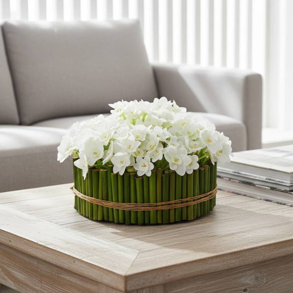 Allstate Floral 6" Daffodil Flower Arrangement with Tube Planter - White