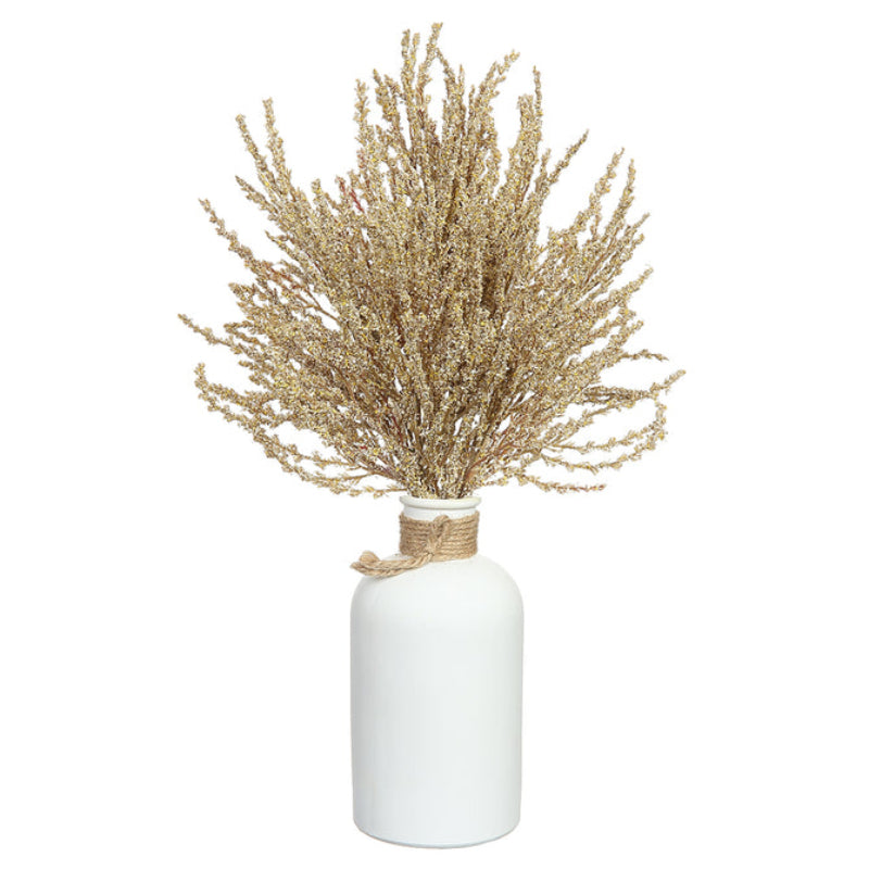 Allstate Floral 14.5" Plume Grass Artificial Arrangement with Ceramic Vase - Beige/Brown