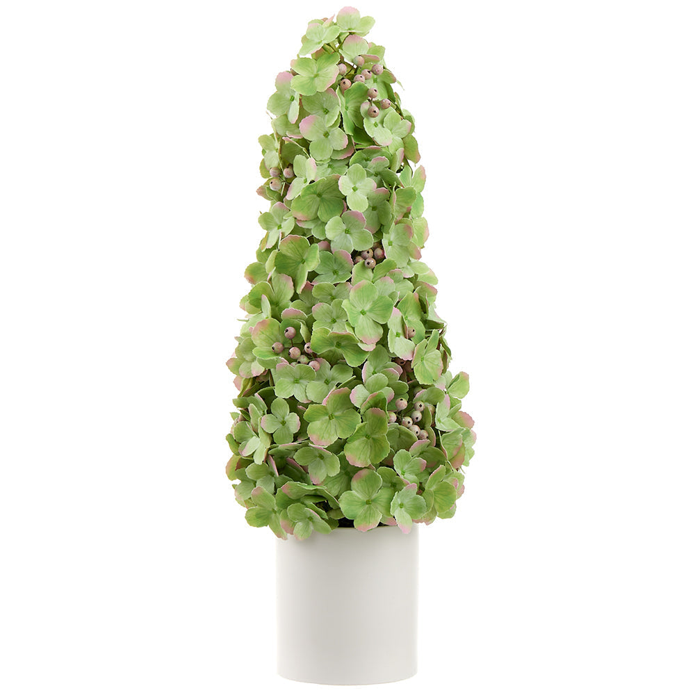 Allstate Floral 27" Cone-Shaped Hydrangea Flower Arrangement Topiary with Ceramic Vase