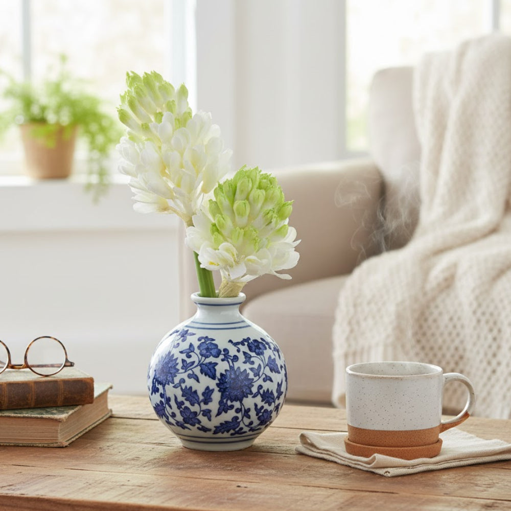 Allstate Floral 8" Hyacinth Flower Arrangement with Ceramic Vase - White