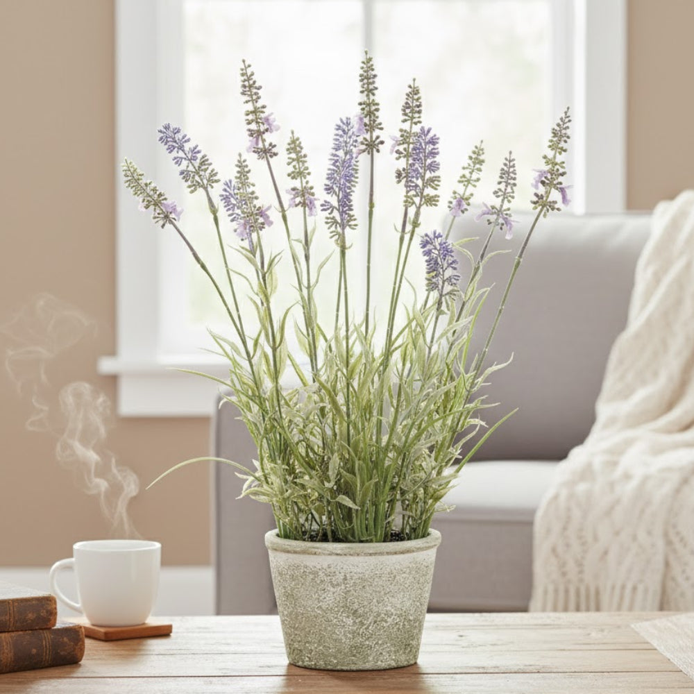 Allstate Floral 15.5" Lavender Flower Arrangement with Papier Mache Pot - Purple