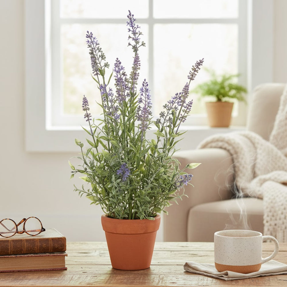 Allstate Floral 20" Lavender Flower Arrangement with Cement Pot - Purple