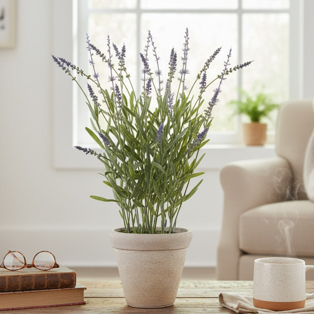 Allstate Floral 21" Lavender Flower Arrangement with Cement Pot - Purple