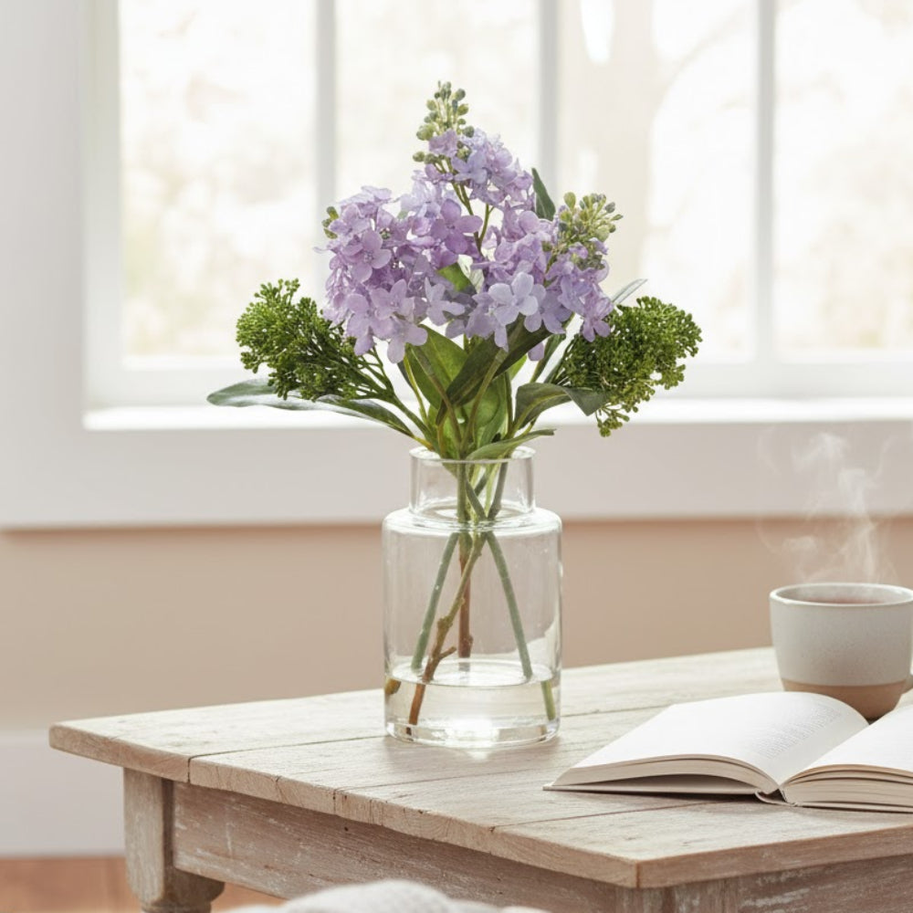Allstate Floral 12" Lilac Flower Arrangement with Glass Vase
