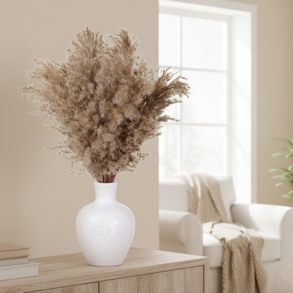 Allstate Floral 19.6" Pampas Grass Artificial Arrangement with Wood Vase - Beige
