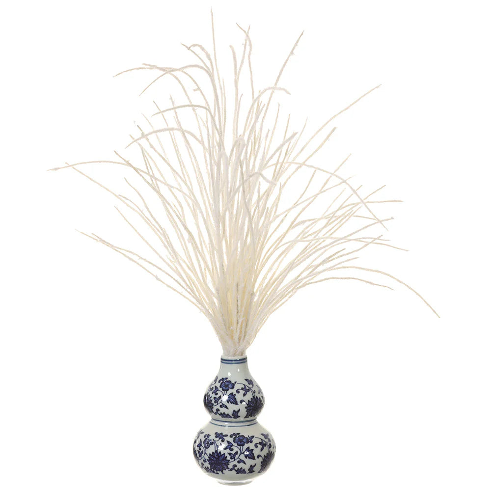Allstate Floral 17.5" Reed Grass Artificial Arrangement with Ceramic Vase - White