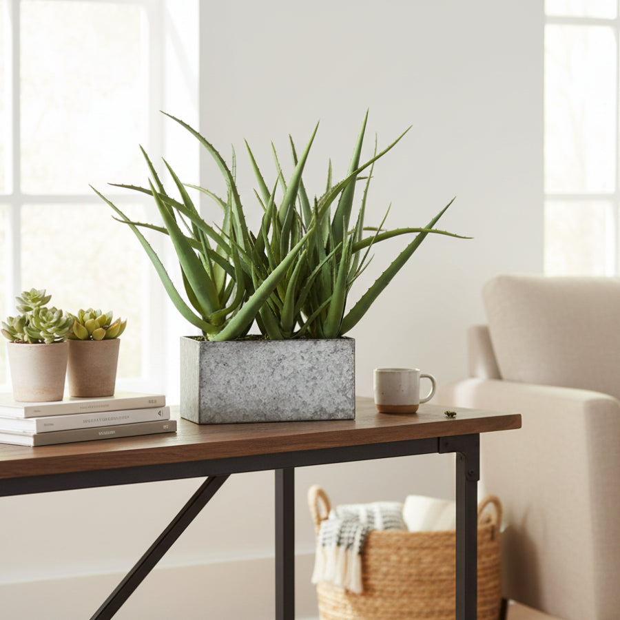 Allstate Floral 16" Artificial Agave Plant with Metal Pot - Green