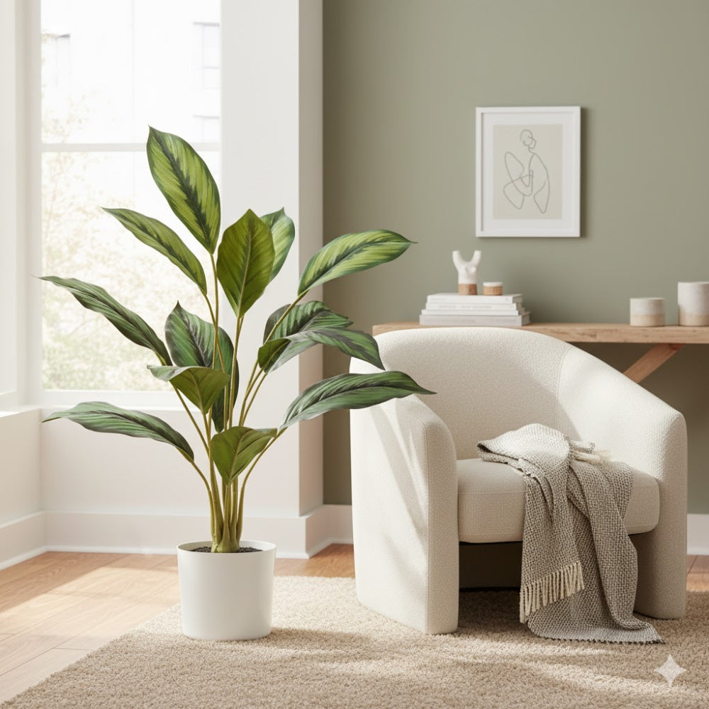 Allstate Floral 26.5" Calathea Leaf Plant with Plastic Vase - Green