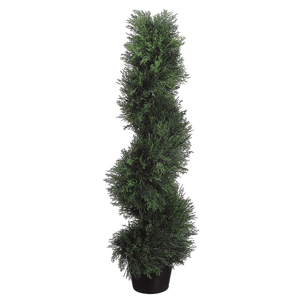 Allstate Floral 36" Cedar Spiral Artificial Topiary Tree with Plastic Vase - Green
