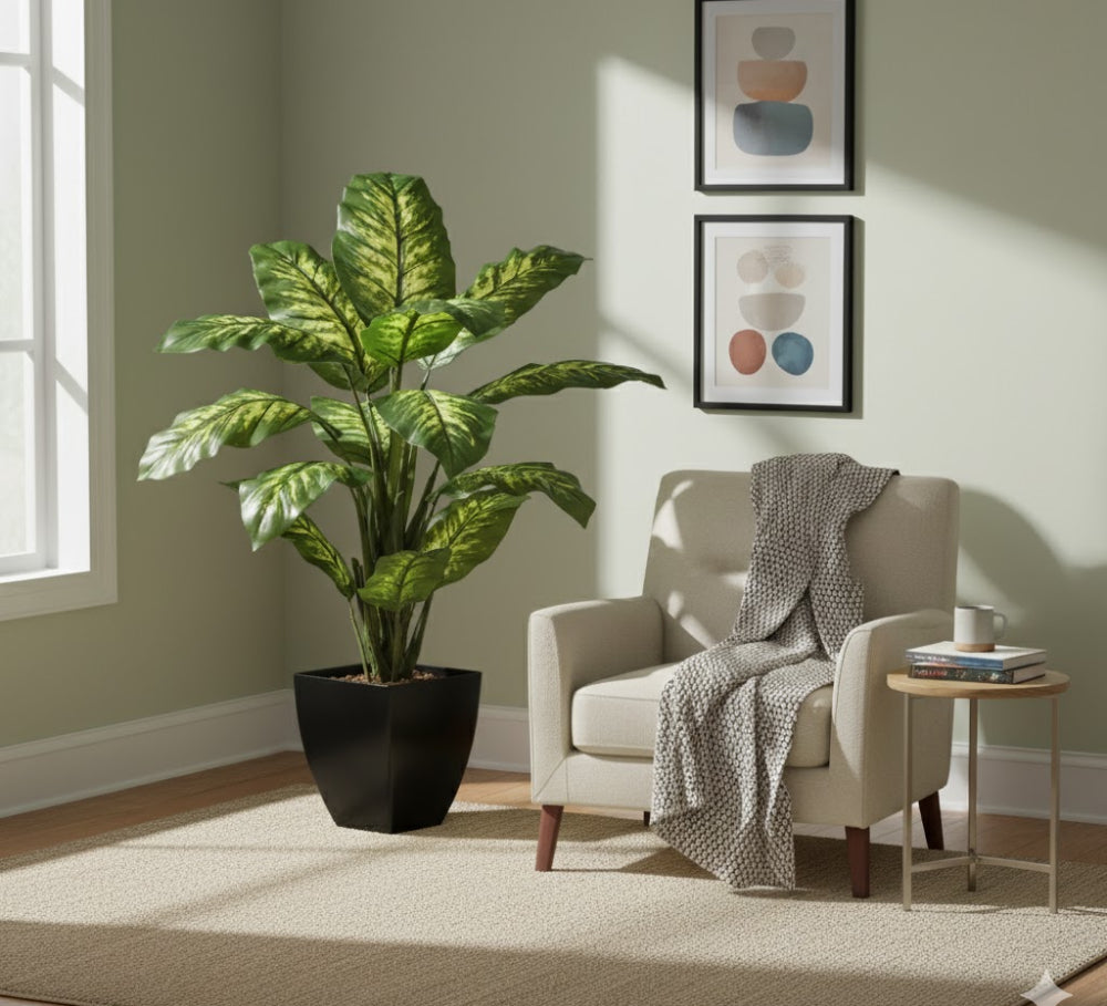 Allstate Floral 40" Dieffenbachia Plant with Plastic Vase - Green