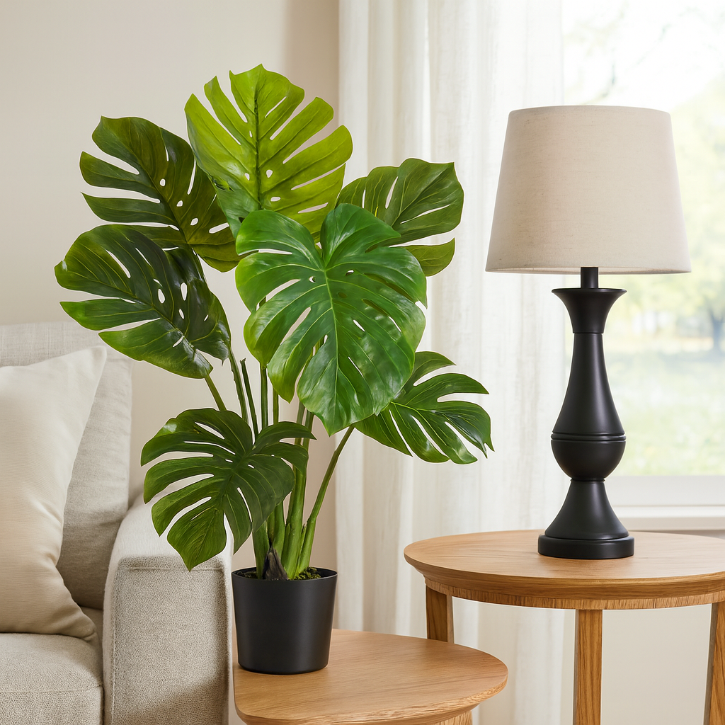 Allstate Floral 36" Large Leaf Monstera Adansonii Plant in Plastic Pot - Green