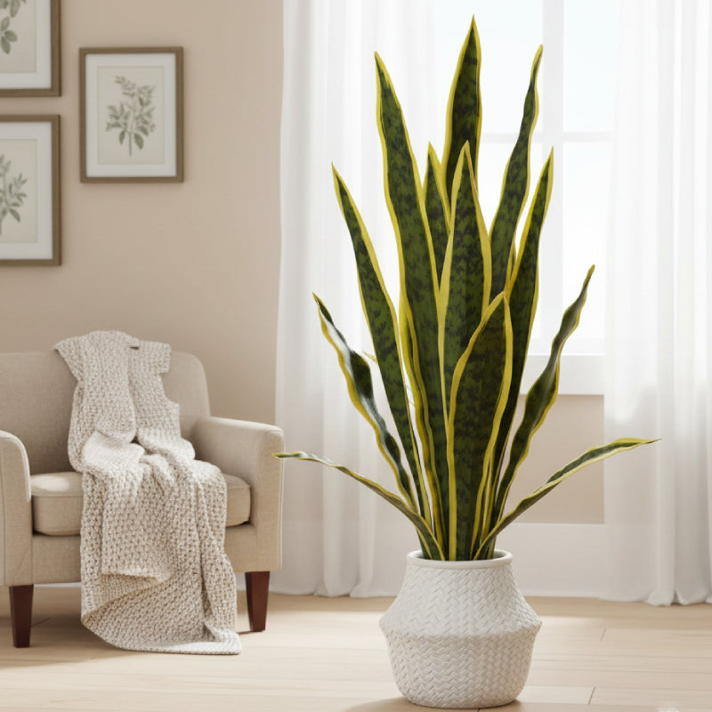 Allstate Floral 28" Sansevieria Snake Artificial Plant with Pot - Green/Yellow