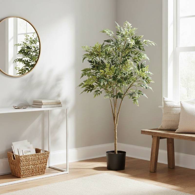 Allstate Floral 45" Ming Aralia Tree with Plastic Pot - Green