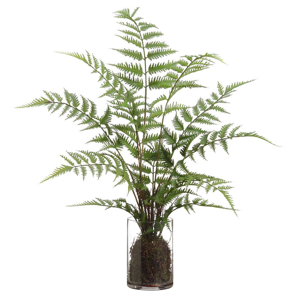 Allstate Floral 25" Artificial Forest Fern Plant with Glass Vase - Green
