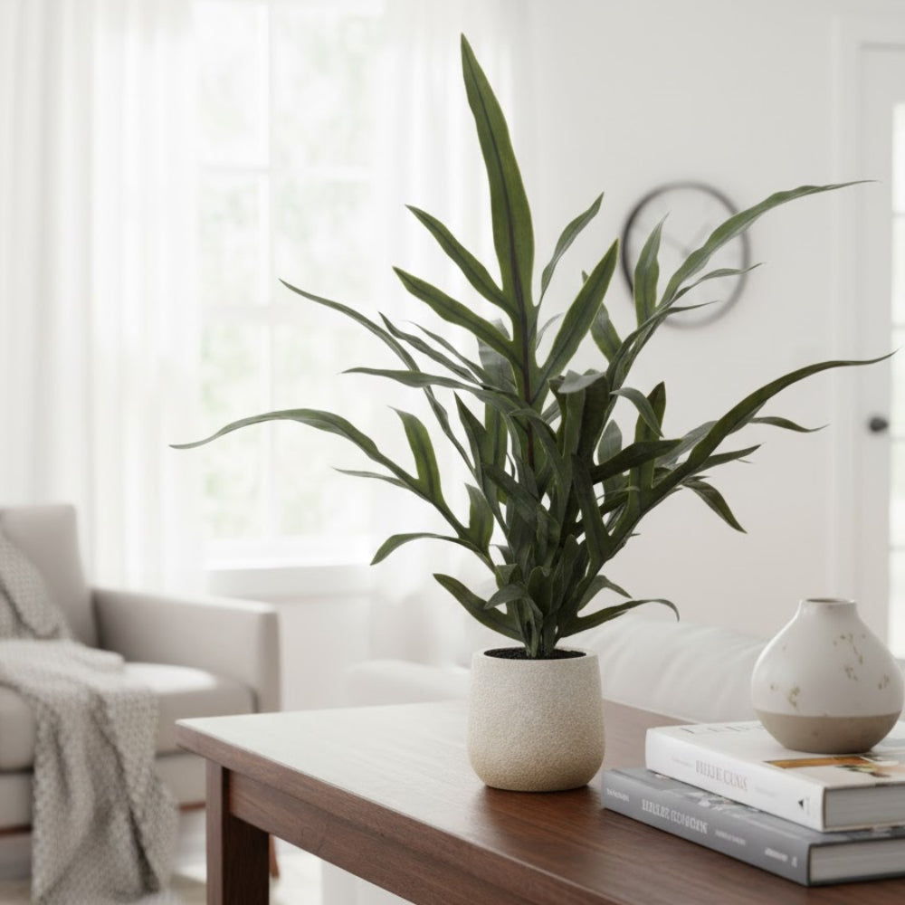 Allstate Floral 18" Java Fern Leaf Plant with Plastic Vase - Green