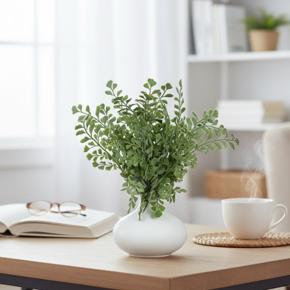 Allstate Floral 11.5" Fern with Ceramic Vase - White/Green