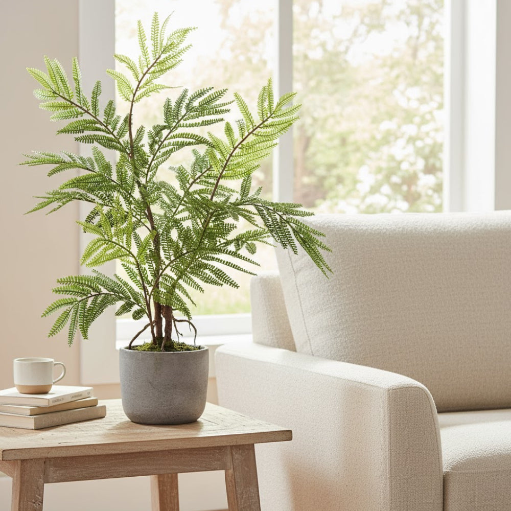 Allstate Floral Fern Artificial Leaf Tree with Cement - Green