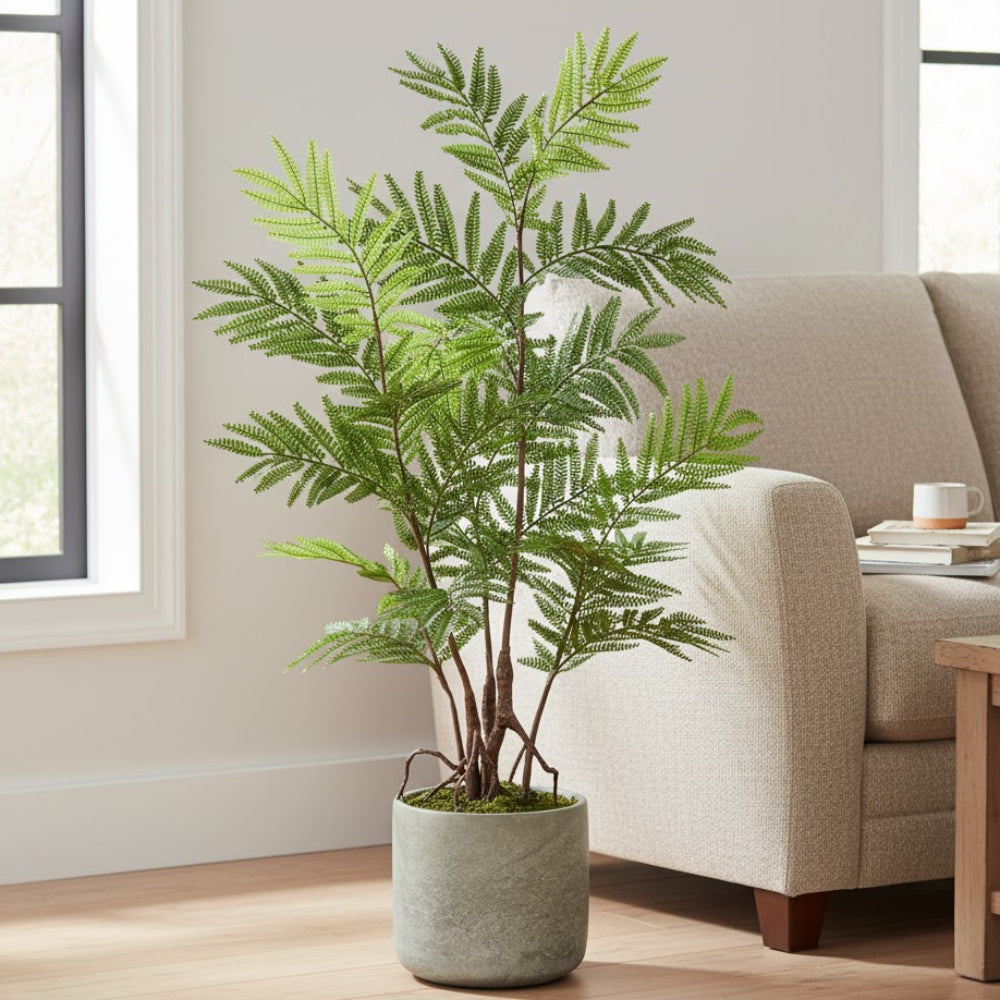 Allstate Floral Fern Artificial Leaf Tree with Cement - Green