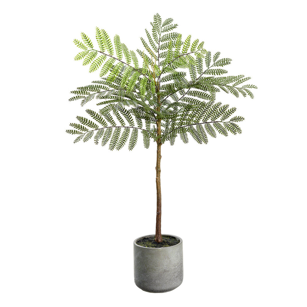 Allstate Floral 31.5" Jacaranda Fern Artificial Leaf Plant with Cement Vase - Green