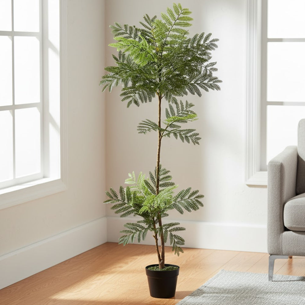 Allstate Floral Jacaranda Fern Artificial Leaf Tree with Plastic Vase - Green