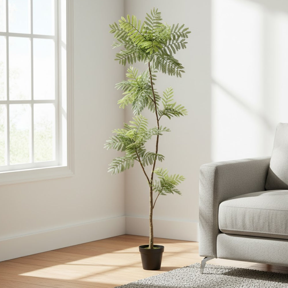 Allstate Floral Jacaranda Fern Artificial Leaf Tree with Plastic Vase - Green