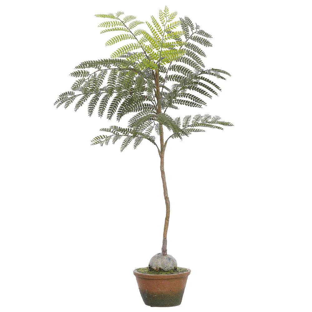 Allstate Floral 30" Jacaranda Fern Leaf with Cement Pot - Green