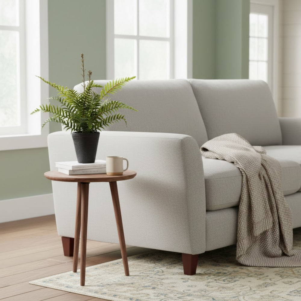 Allstate Floral 14" PE Soft-Touch Boston Fern Leaf with Cement Pot - Green