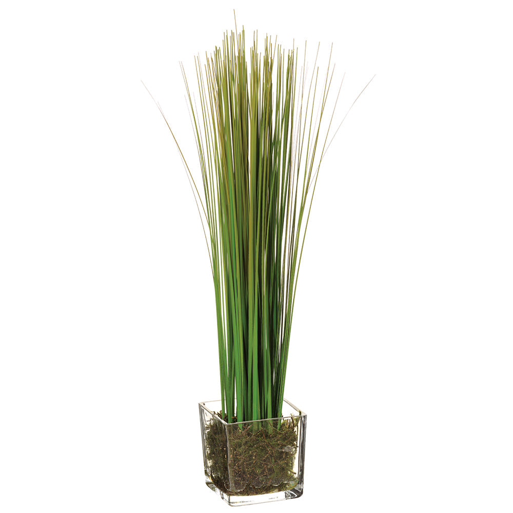 Allstate Floral 17" Grass Artificial Plant with Glass Vase - Green