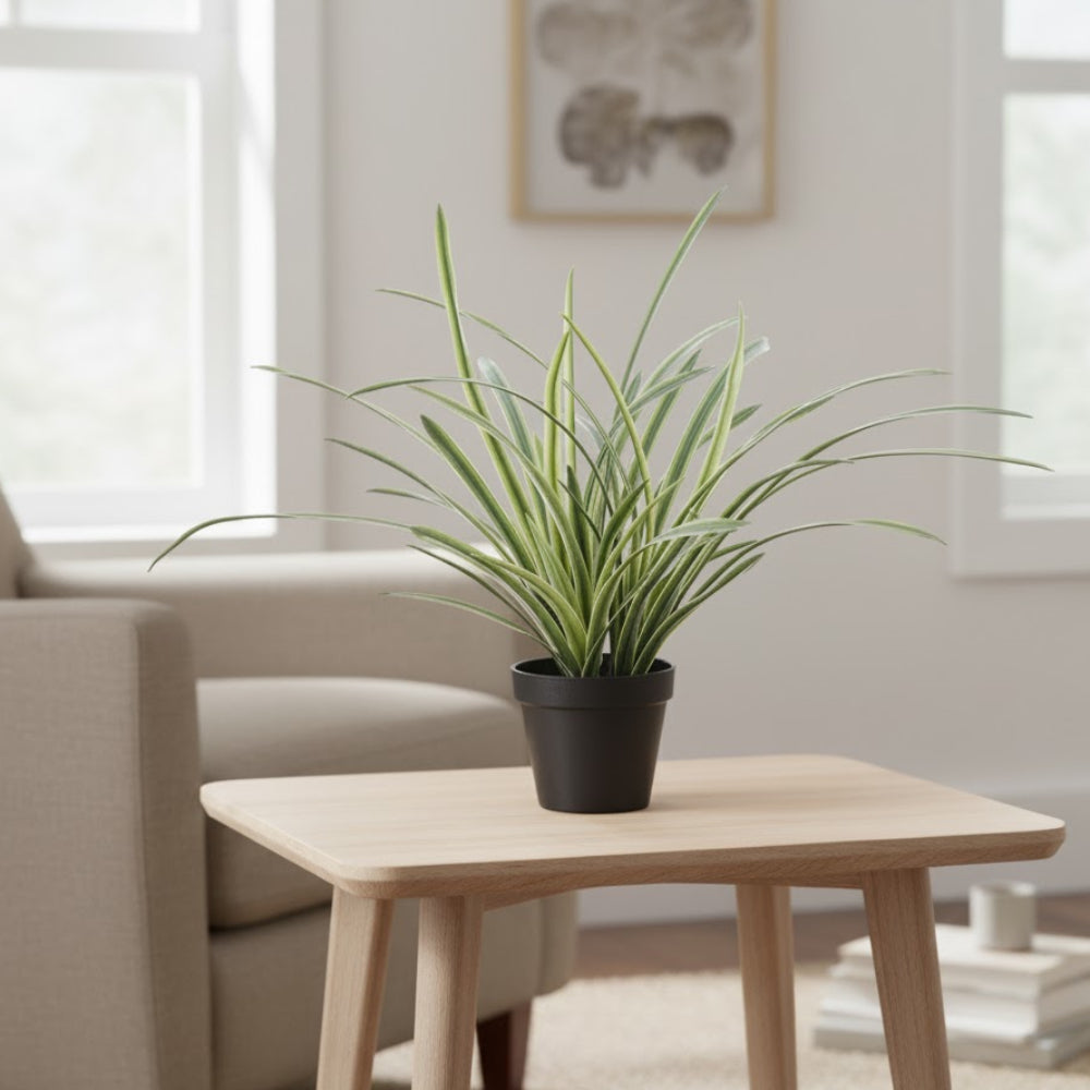 Allstate Floral 18" Lily Turf Grass Artificial Plant with Plastic Vase - Green