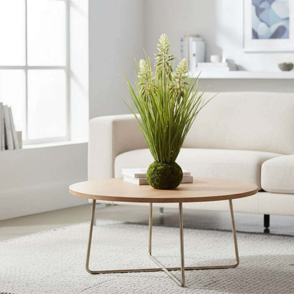 Allstate Floral 15" Blooming Sweet Flag Grass Artificial Plant with Soil Ball - White/Green