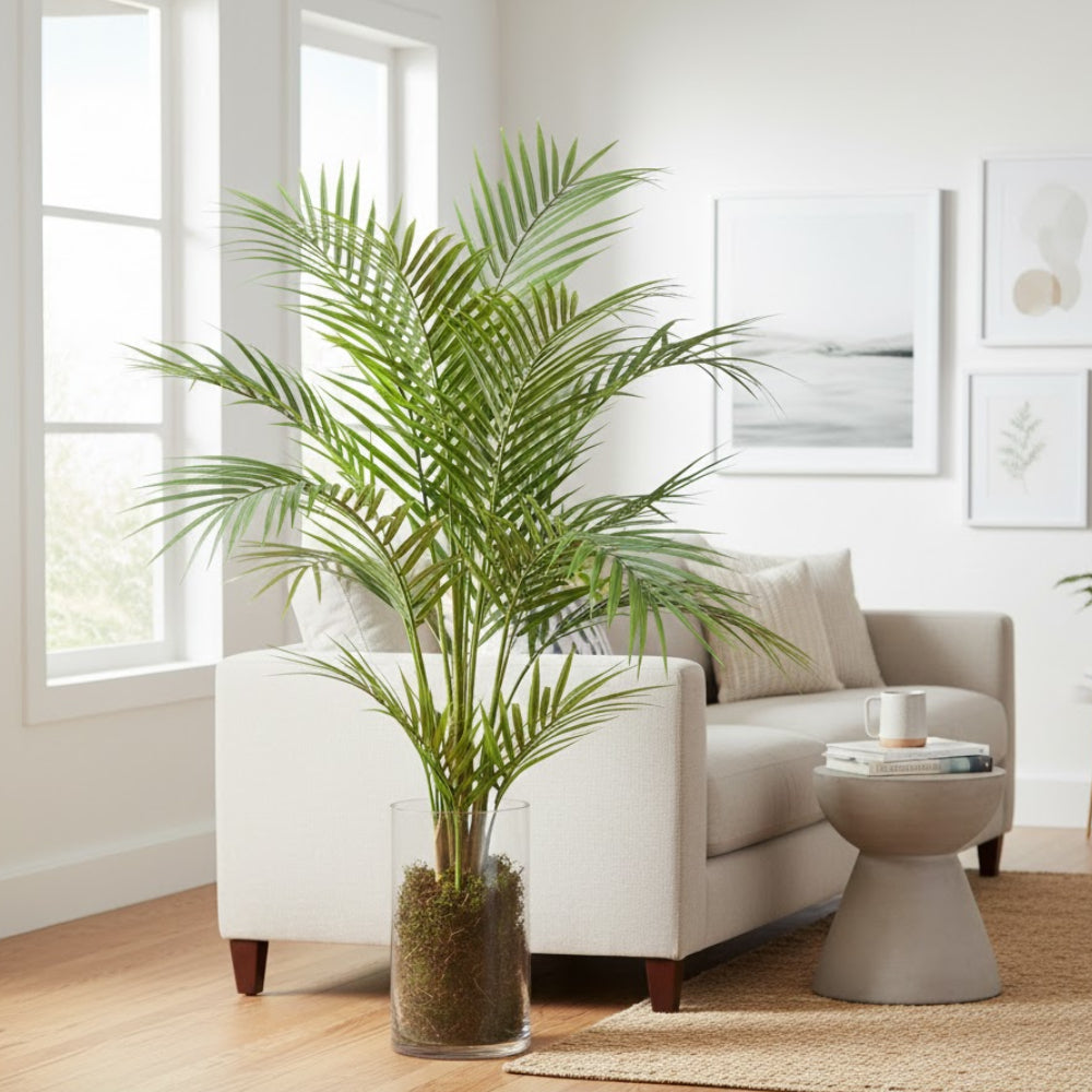 Allstate Floral 32" Areca Plant with Glass Vase - Green