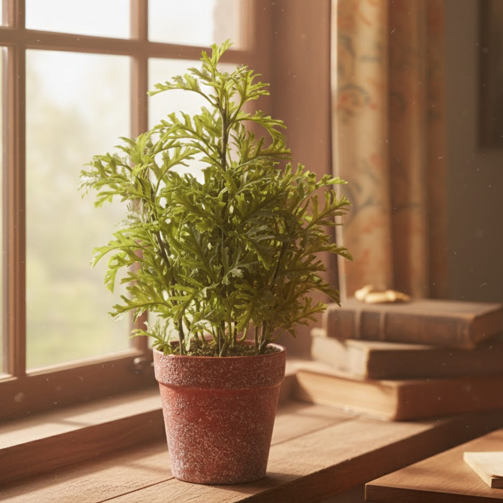 Allstate Floral 11" Senecio Leaf Artificial Plant with Plastic Pot -Green