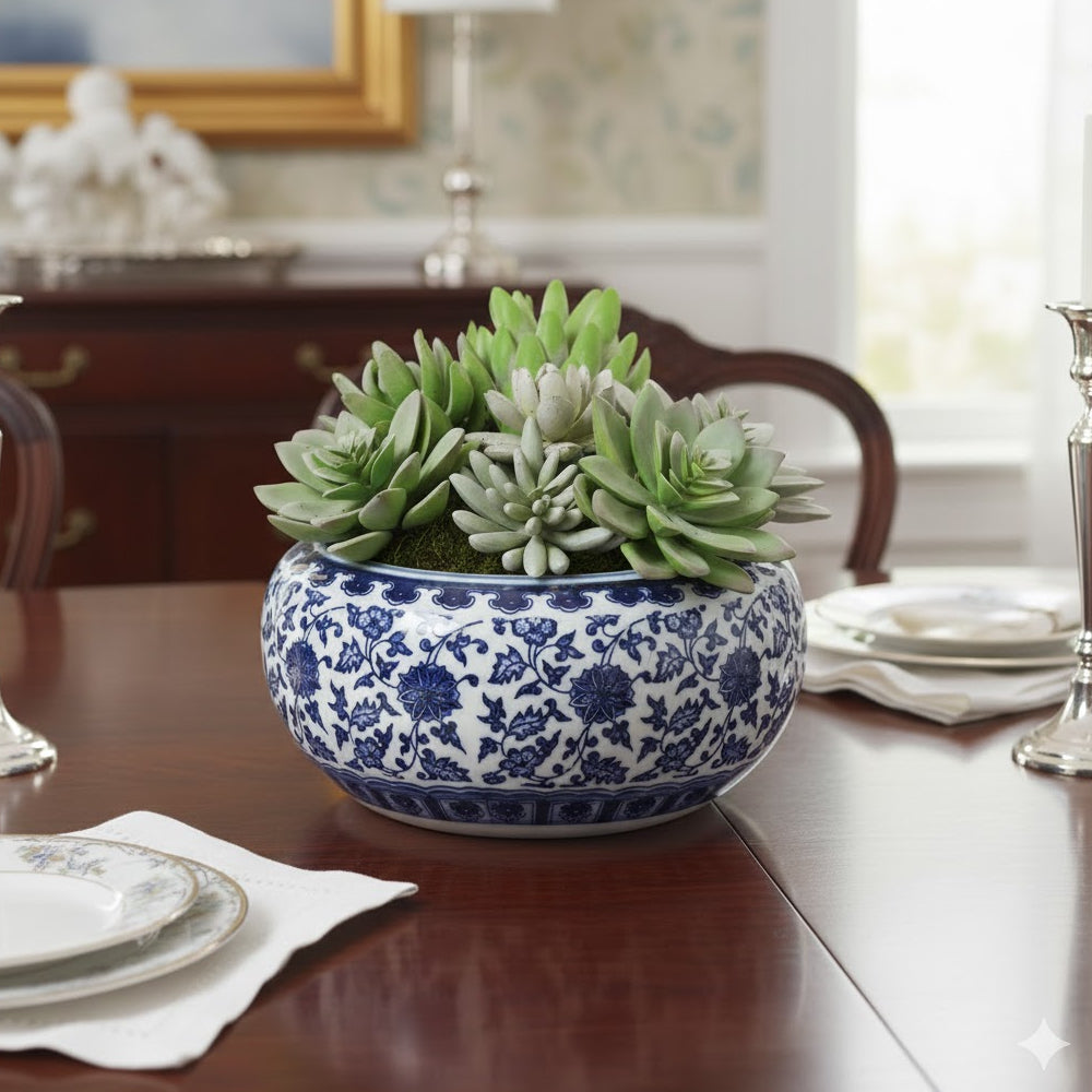 Allstate Floral 7" Succulent Garden Artificial Plant with Ceramic Vase - Green