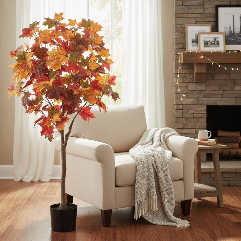 Allstate Floral 48" Maple Leaf Tree with Plastic Pot