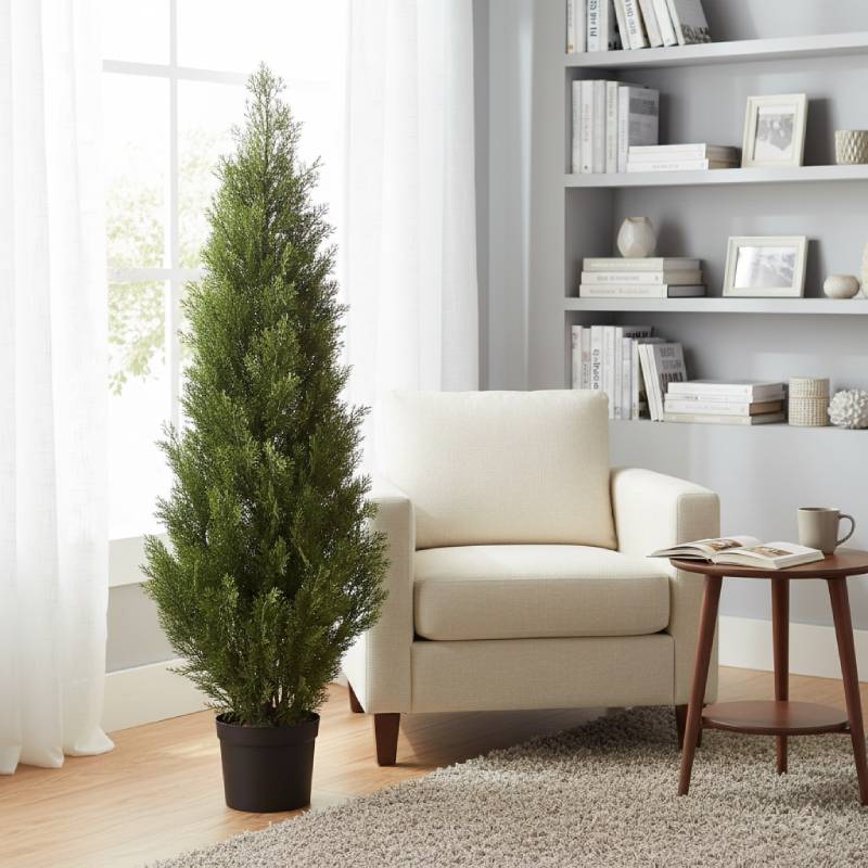 Allstate Floral 48" Cedar Cone Shaped Artificial Topiary Tree with Pot - Green