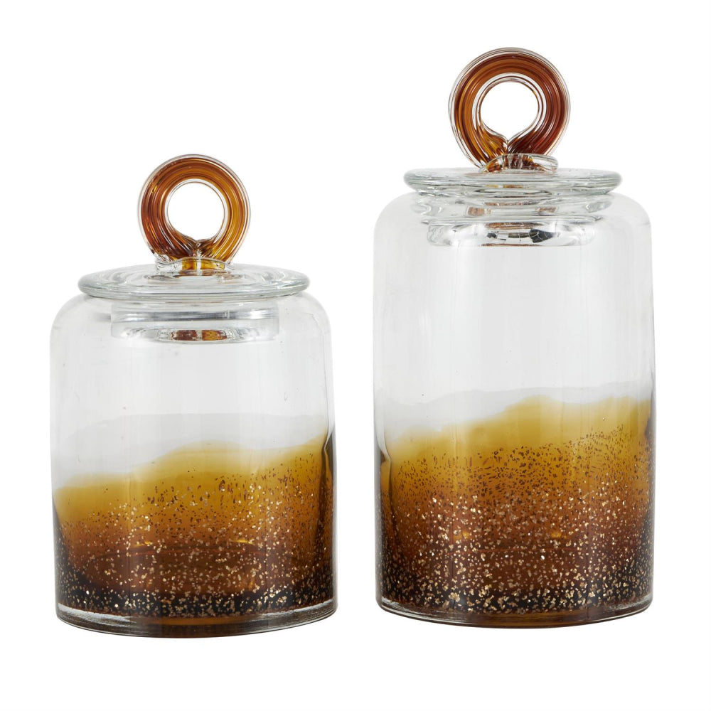 Decor Mache Decorative Jars with Ring Lids (Set of 2)