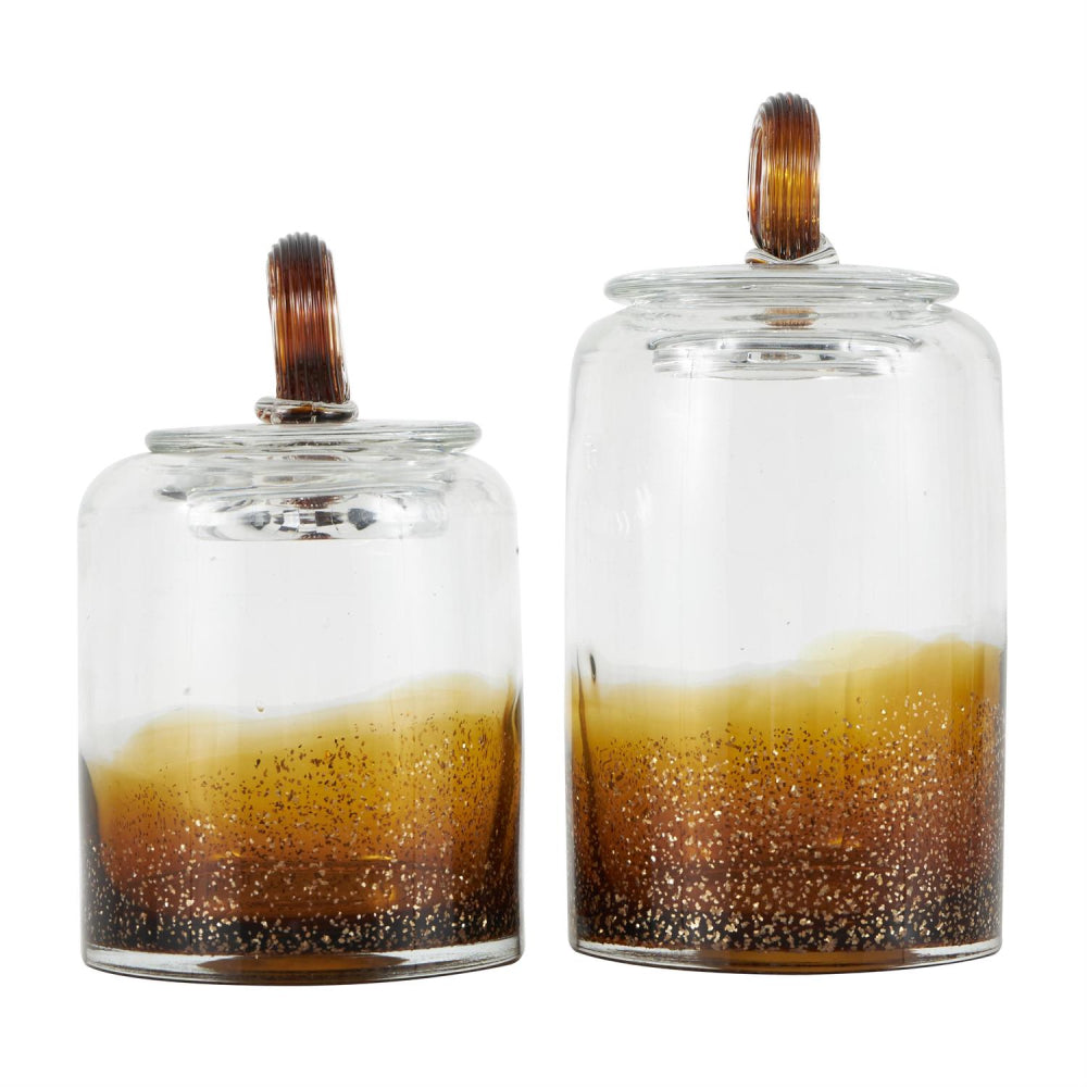 Decor Mache Decorative Jars with Ring Lids (Set of 2)