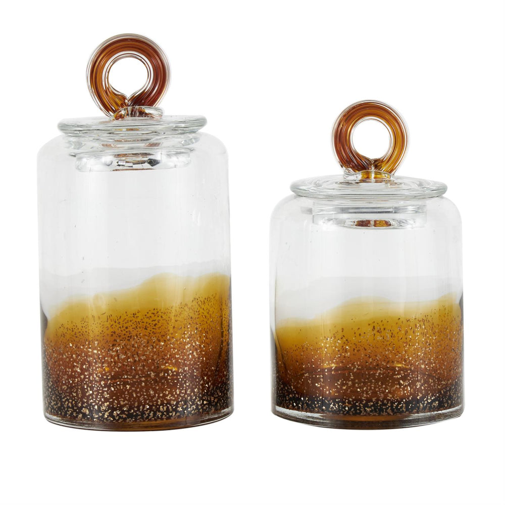 Decor Mache Decorative Jars with Ring Lids (Set of 2)