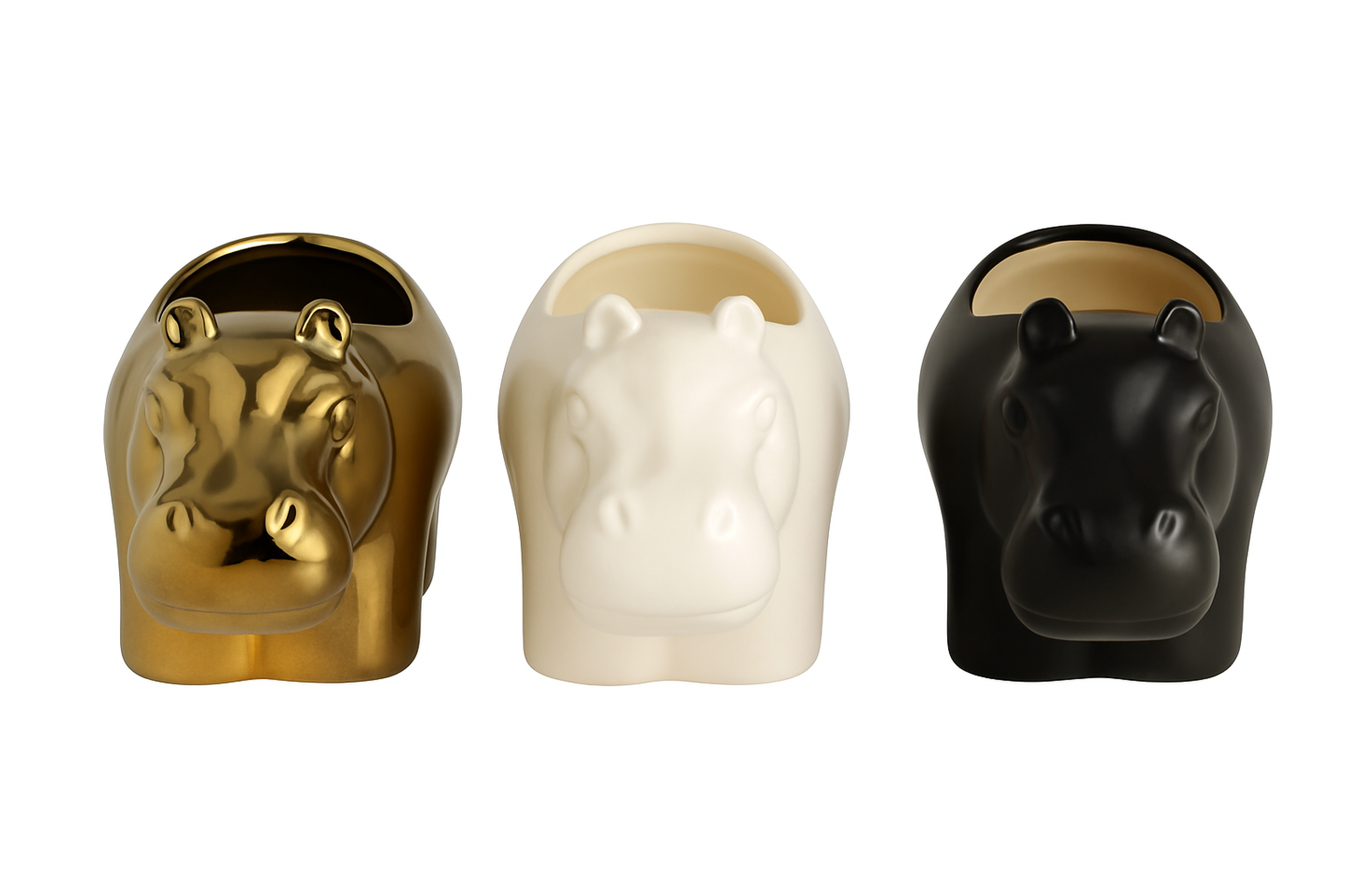 Sagebrook Home Ceramic Hippo Soy Scented Candle (Set of 3)