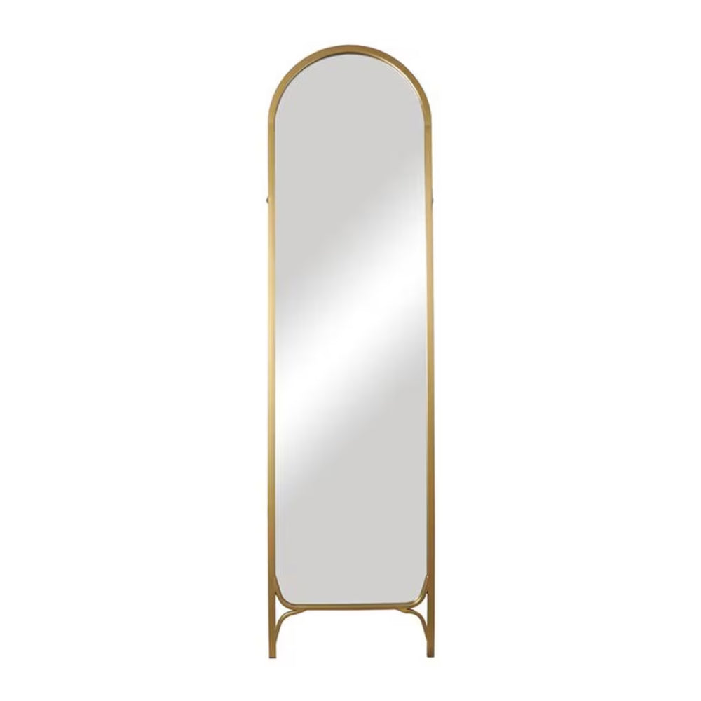Decor Mache 67" Arched Freestanding Foldable Floor Mirror in Gold