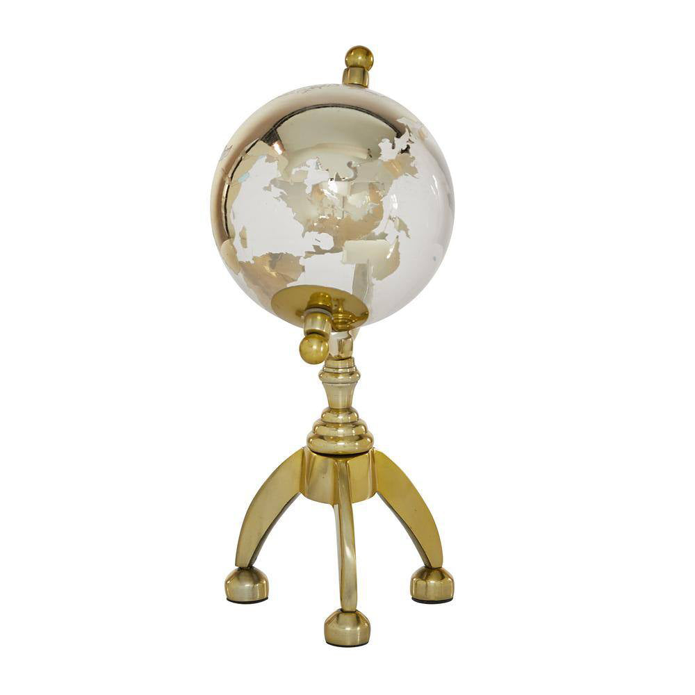 Decor Mache Glam 13" Decorative Globe with Tiered Base - Gold