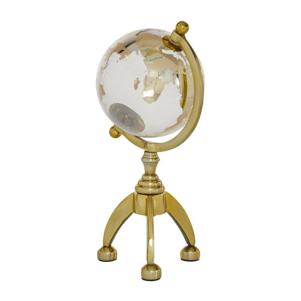 Decor Mache Glam 13" Decorative Globe with Tiered Base - Gold